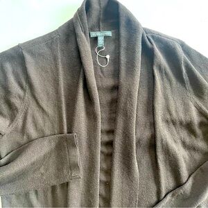Eileen Fisher‎ Medium 100% Wool Chocolate Brown Duster Cardigan Long Line Luxury